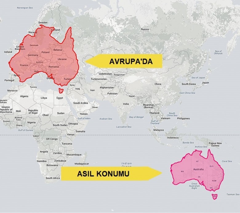 4. Avustralya Düşündüğünüzden Daha mı Büyük? - Neredeyse Avrupa'nın Tamamını Kaplıyor